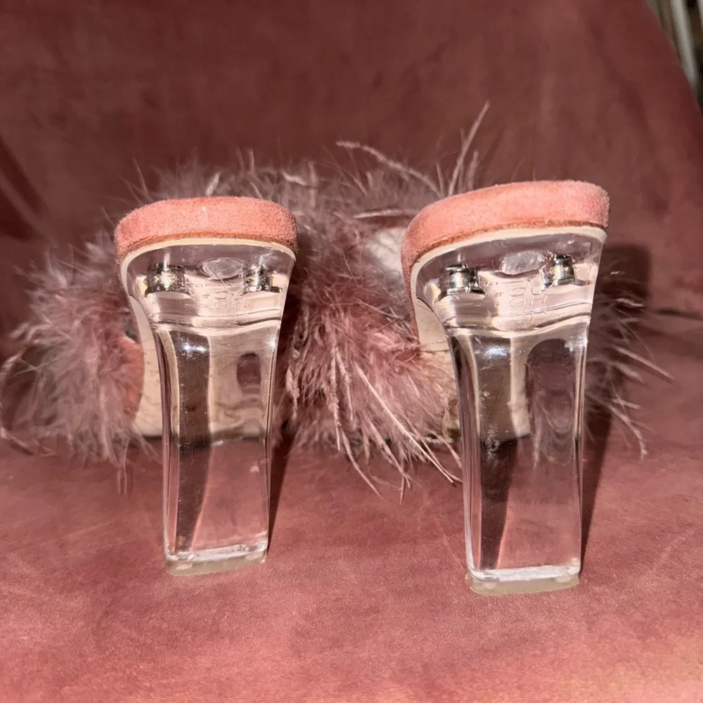 Jeffrey Campbell Pink Daisy Boa Feathered Heels - Picture 4 of 8